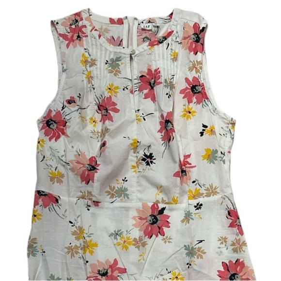 Gap Tiered Midi Dress Floral Skirt Button Front Back Zipper Sleeveless NWT - Picture 3 of 11